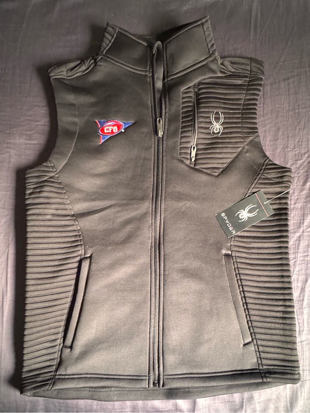 Spyder Black Ribbed Performance Quilted Vest
